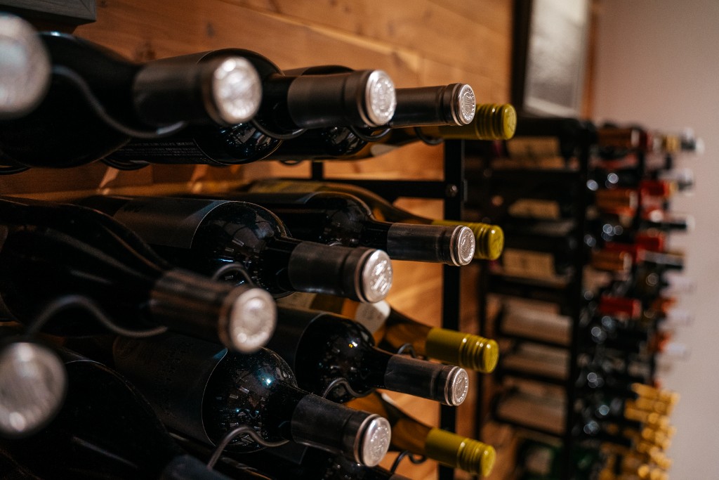 Bottles resting in the PyP cellar